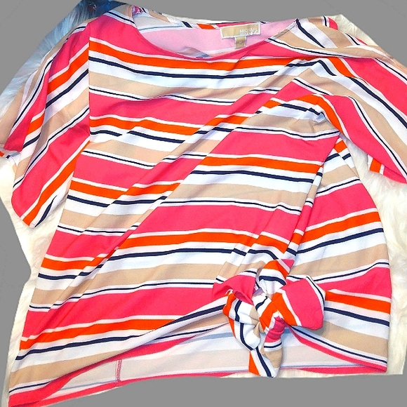 Like New MICHAEL KORS Women's Sporty Striped Side Tie top~Medium~ - Picture 5 of 16